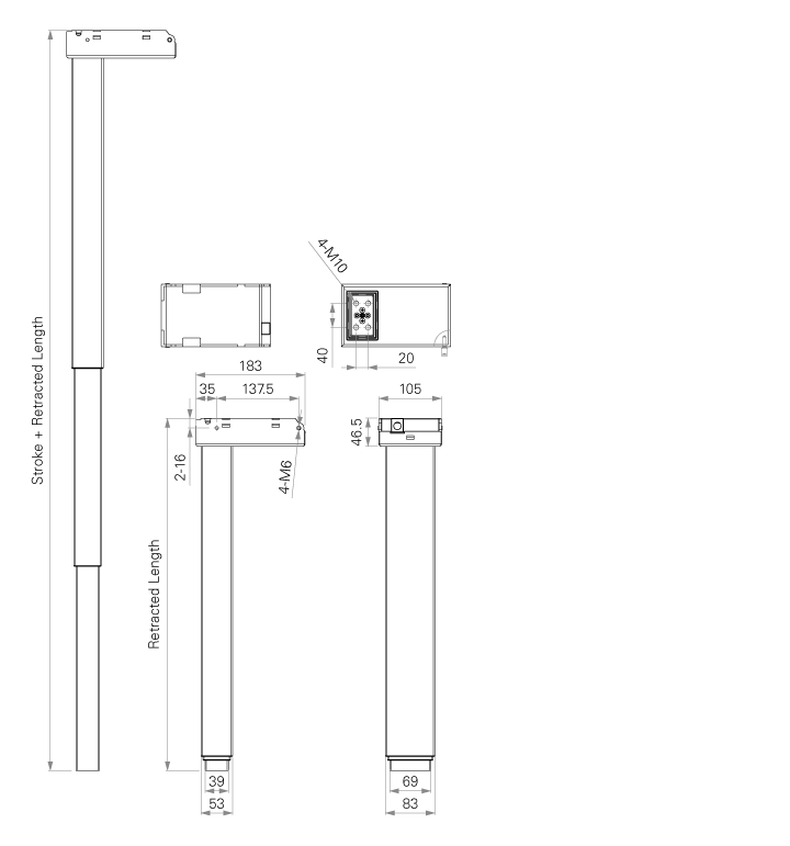 Narrow-bottom Rectangular Lifting Columns 